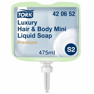 420652 - S2 - Tork Mini luxusné tekuté mydlo na vlasy a telo - 475 ml, 475 dávok