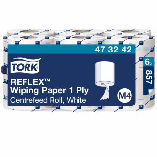 473242 - M4 - Tork Reflex™ papierové utierky so stredovým odvíjaním biele 1-vr, 300 m, 857 útržkov, recykel biela, cena za balenie 6 ks