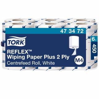 473472 - M4 - Tork Reflex™ papierové utierky so stredovým odvíjaním biele 2-vr, 150 m, 450 útržkov, recykel biela, cena za balenie 6 ks