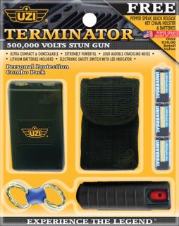 Paralyzér UZI 500.000 Volts Terminator set (Tento produkt Vám bude dodaný len v prípade, že ste dosiahli 18 rokov.)