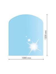 Sklo pod kachle - skosený oblúk (kalené sklo, 100x120cm, fazeta 20mm, hr. 8mm)