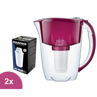 Filtračná kanvica Aquaphor Prestige (cherry/višňová) s indikátorom + 2 ks filtra Aquaphor A5