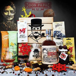 Opálená debna s páčidlom a rumom Don Papa | Darček pre rumárov | Darček pre chlapa