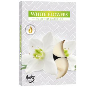 Bispol Čajové sviečky WHITE FLOWERS 6 ks