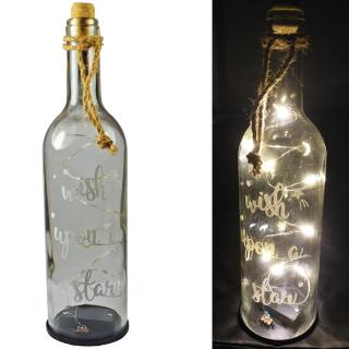 HOME Fľaša sklenená LED so svetlom 30 cm