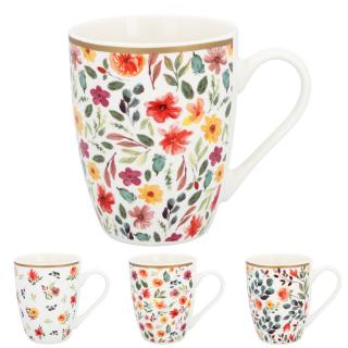 HOME Hrnček porcelánový LÍSTIE/KVETY 340 ml