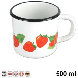 HOME Smaltovaný hrnček JAHODA 500 ml