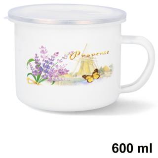 HOME Smaltovaný hrnček PROVENCE s vrchnákom 600 ml