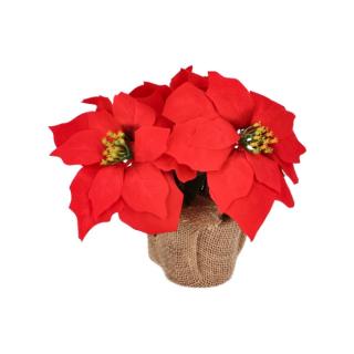 Poinsettia v kvetináči umelá 24 cm