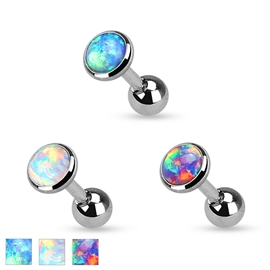 Piercingate Činka do ucha - opal kamínek PNC00070 (Barva/Motiv: Bílá, Délka tyčky: 6 mm, Kuličky: 3 mm, Průměr tyčky: 1,2 mm)