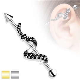 Piercingate Industrial piercing s chapadlem PIN00034 (Barva/Motiv: Stříbrná, Délka tyčky: 38 mm, Průměr tyčky: 1,6 mm)