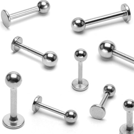 Piercingate Labreta s kuličkou PLA00206 (Délka tyčky: 10 mm, Kuličky: 3 mm, Průměr tyčky: 1,2 mm)