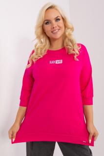 PLANETA-MODY Fuchsiové tričko s nápisom, Veľkosť UNI (plus size)