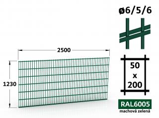 Plotový panel Double 123×250 cm, machová zelená