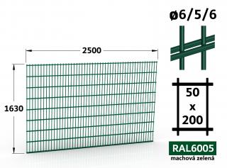 Plotový panel Double 163×250 cm, machová zelená