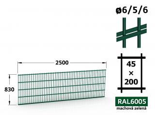 Plotový panel Double 83×250 cm, machová zelená