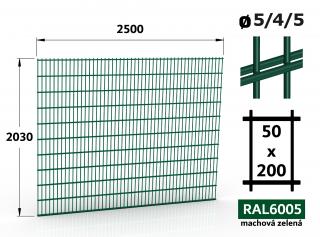 Plotový panel Double LIGHT 203×250 cm, machová zelená