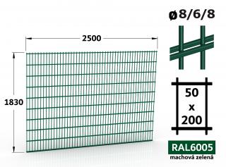 Plotový panel Double STRONG 183×250 cm, machová zelená