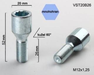 Hviezdicová skrutka M12 x 1,25 • kužel 60° • vonkajší priemer 20 mm