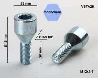 Hviezdicová skrutka M12 x 1,5 • kužel 60° • vonkajší priemer 23 mm