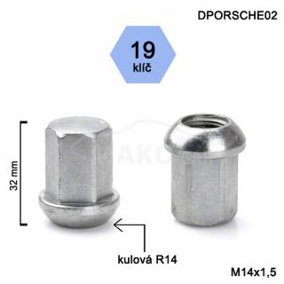 Matice M14x1,5 guľová R14 zatvorená, kľúč 19 (DPORSCHE02) výška 32mm