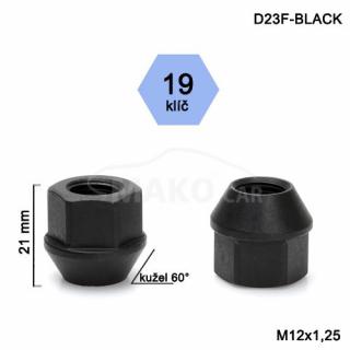 otvorená matica čierna M12x1,25 kužel, kľúč 19, výška 21mm