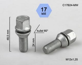 Skrutka M12 x 1,25 • kužel 60°, závit 24 mm