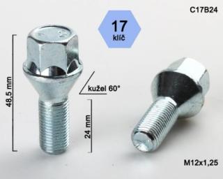 Skrutka M12 x 1,25 • kužel 60°, závit 24 mm