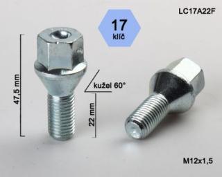 Skrutka M12 x 1,5 • kužel 60°, závit 22 mm