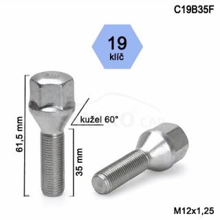 Skrutka M12x1,25x35 kužel, kľúč 19, výška 61,5mm