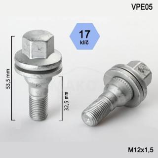 Skrutka M12x1,5x32,5 s plochou podložkou, kľúč 17 (VPE05) výška 53,5mm