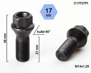 Skrutka M14 x 1,25 • kužel 60°, závit 27 mm