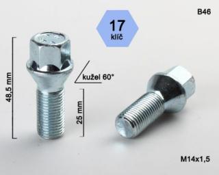 Skrutka M14 x 1,5 • kužel 60° • 17 mm kľúč