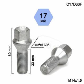 Skrutka M14x1,5x33 kužel, kľúč 17, výška 60mm