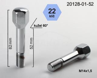 Skrutka M14x1,5x52 kužel chrom Ferrari, Maserati, výška 82mm