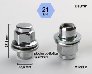 Uzavretá matica TOYOTA s plochou podložkou s krkom rozmer : M12x1,5