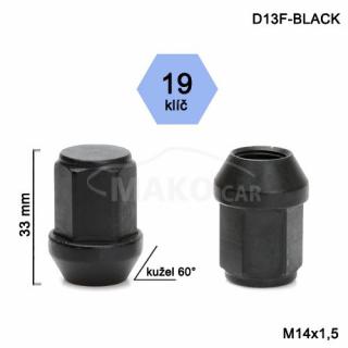 zatvorená matica čierna M14x1,5 kužel, kľúč 19, výška 33mm