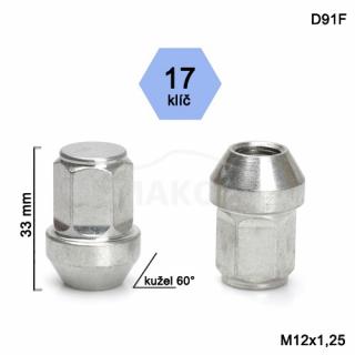 Zatvorená matica rozmer : M12x1,25 kužel, kľúč 17, výška 33mm