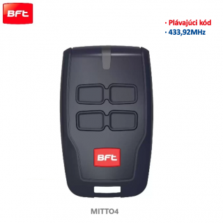 BFT MITTO - 4 CH  plávajúci kód 433,92 MHz,  plávajúci kód (BFT Mitto B-RCB-04-R1 )