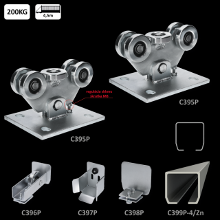 C Set-P-4/Zn-K PICCOLO Klasik- intenzívna prevádzka, samonosný systém 69x69x4mm posuvnej brány do 200kg/4,5m