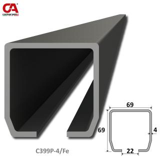 C399P-4FE C profil PICOLLO (69x69x4mm) Combi Arialdo čierny, pre samonosný systém, voliteľná dĺžka 1, 2, 3, 4, 5 alebo 6m. Cena za KUS. (pre samonosný systém, voliteľná dĺžka. Cena za KUS.)