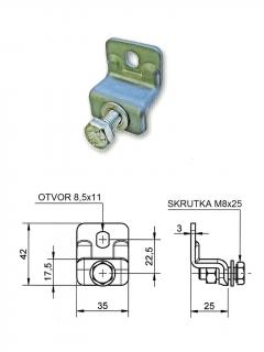 držiak pre kovový hrebeň so skrutkou M8x25