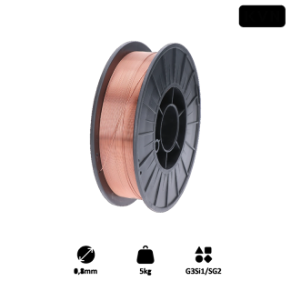 DZ10/05 - drôt zvárací ø 1.0mm-MIG/MAG(CO2), G3Si1/SG2 pre zváranie ocele, plastová cievka, 5kg