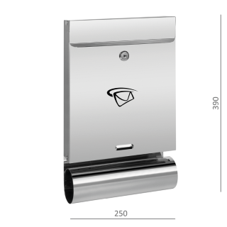 EL1-PS2 Schránka poštová (390x250x60mm),vhod (20x240mm) max. formát listu: A4, leštená nerez /AISI304 (Poštová schránka)