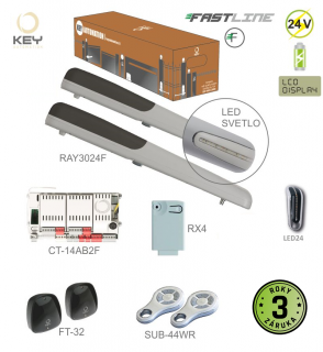 KEY FASTLINE pre bránu do 3m/krídlo,2x SUB-44WR,1xCT-14AB2F,1xRX4, FT-32,1xLED24 (pre dvojkrídlovú bránu do 3m / krídlo,)