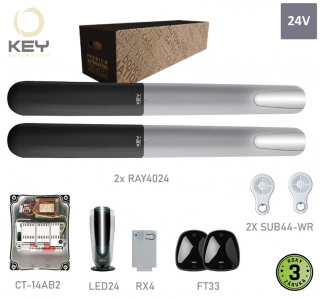 KEY RAY 4024K, 2xRAY4024(24V,120W,2000N),2xSUB-44WR,1xCT-14AB2,1xRX4,1 párFT-32 (RAYKIT pre dvojkrídlovú bránu prejazd do 8m, )