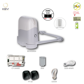 KEY REVOKIT pre jednokrídlovú bránu do 2.3m / krídlo, 1x REVO2024, 1x CT-14AB2, 1x SUB-44WR, 1x RX4, 1 pár FT-32, 1x LED24 (KEY KIT-REVO pre jednokrídlovú bránu do 2,3 m/ k)