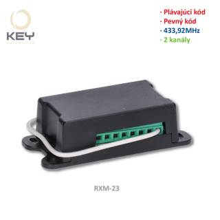 KEY RXM23Y, 433,92 MHz - externý prijímač 2-kanálový, pevný aj plávajúci kód