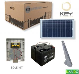 KEY SOLE-KIT Solárny KIT pre 24V pohony KEY. KIT obsahuje: 2x batériu, solárny panel 30W, riadiacu jednotku, držiak na panel