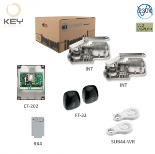 KEY UNDERKIT2x INT,1x CT-202,1x RX4,1 pár FT-32,2x SUB-44WR sada pre podzemný pohon do 3m / krídlo, verzia 230V (Set od KEY pre podzemné motory bez )